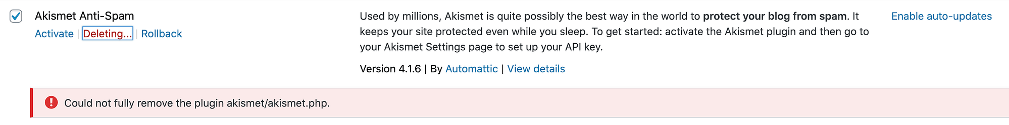 Deleting Akismet Anti Spam Deleting Akismet Anti Spam